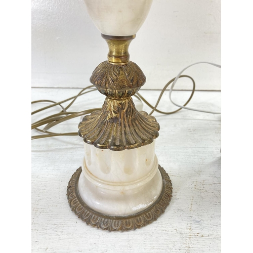 304 - A pair of vintage Spanish alabaster and gilt metal table lamps - approx. 36cm high