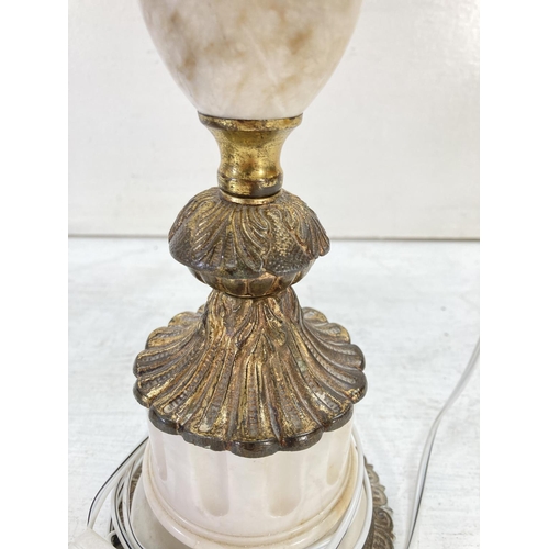 304 - A pair of vintage Spanish alabaster and gilt metal table lamps - approx. 36cm high