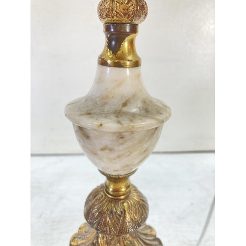 304 - A pair of vintage Spanish alabaster and gilt metal table lamps - approx. 36cm high