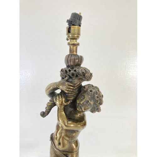 306 - A vintage French style bronzed cherub table lamp - approx. 55cm high