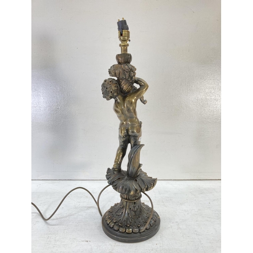 306 - A vintage French style bronzed cherub table lamp - approx. 55cm high