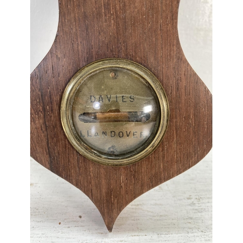 312 - A 19th century rosewood Aneroid wheel/banjo barometer marked Davies Llandovery - approx. 94cm high x... 