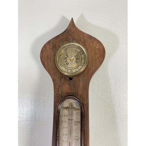 312 - A 19th century rosewood Aneroid wheel/banjo barometer marked Davies Llandovery - approx. 94cm high x... 