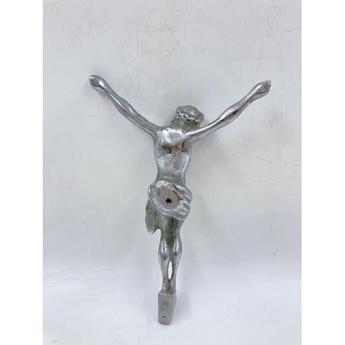 330 - A 1930s chrome plated Christ on Crucifix - approx. 29cm high x 18cm wide