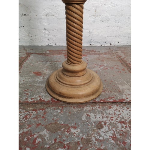 360 - A mid/late 20th century beech barley twist torchère - approx. 100cm high x 23cm in diameter