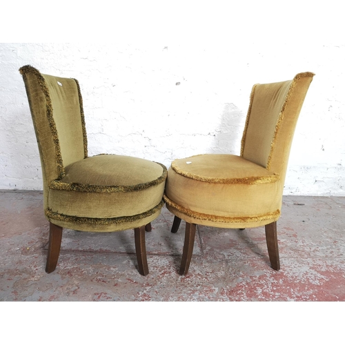 388 - Two mid 20th century upholstered bedroom chairs - approx. 77cm high x 53cm wide x 45cm deep