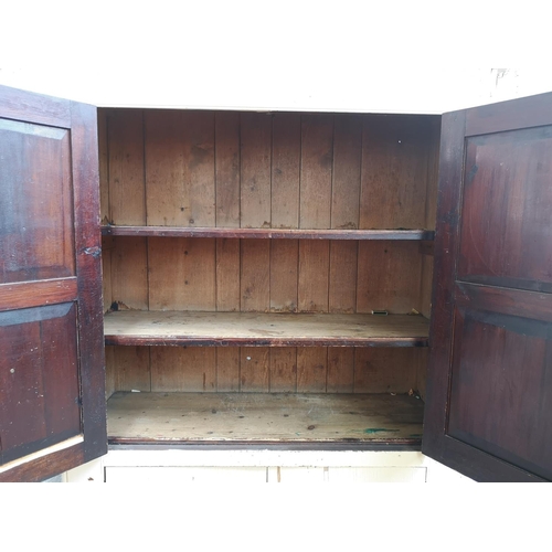 444 - An early 20th century painted pine housekeepers cupboard with four doors and three internal shelves ... 