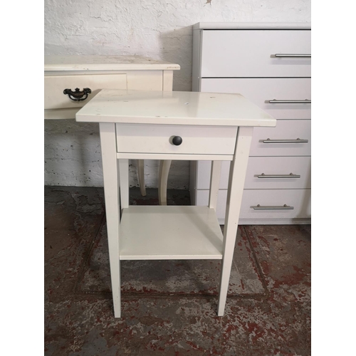 455 - Four pieces of modern furniture comprising white laminate chest of five drawers, French style white ... 