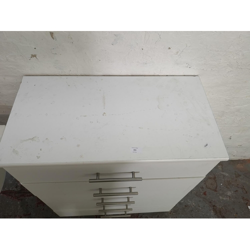 455 - Four pieces of modern furniture comprising white laminate chest of five drawers, French style white ... 