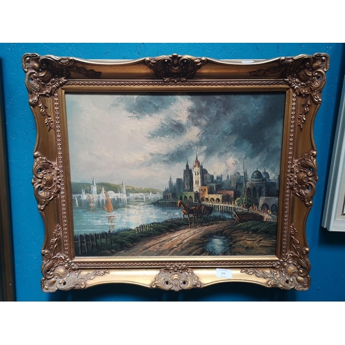 479 - A gilt framed oil on canvas of a continental scene painted in the Post Impressionist style signed An... 