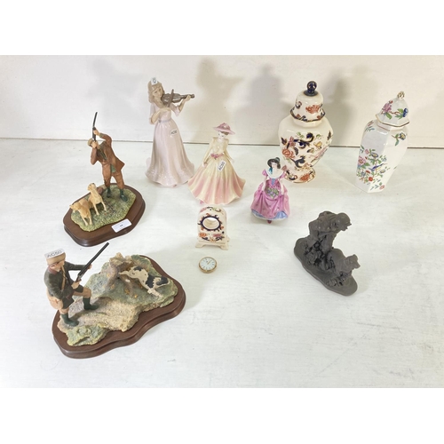 48 - A collection of assorted ceramics and figurines to include Mason's Mandalay ginger jar and mantel cl... 