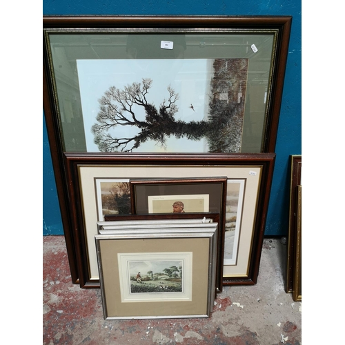 482 - Eight various framed pictures to include Trevor Parkin 'Up and away' pencil signed limited edition n... 