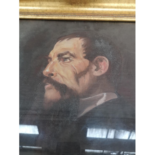 490 - A gilt framed portrait oil painting of a gentleman - approx. 65cm high x 55cm wide