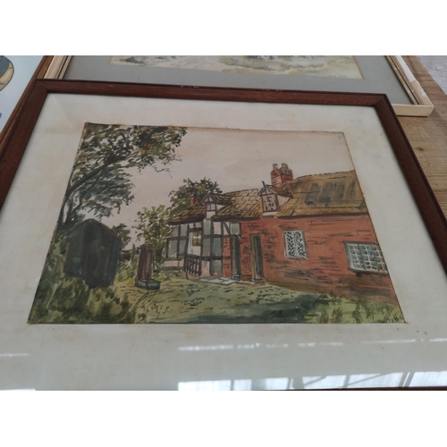 491 - Five framed pictures to include Harold Morgan watercolour of The Sentinels, Conway, watercolour of a... 