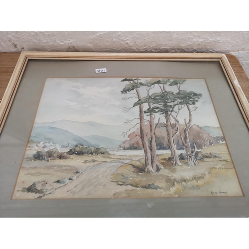 491 - Five framed pictures to include Harold Morgan watercolour of The Sentinels, Conway, watercolour of a... 