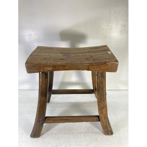 347 - A 19th century style oak joint farmhouse stool - approx. 50cm high x 44cm wide x 25cm deep