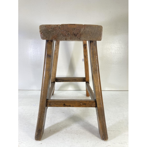 347 - A 19th century style oak joint farmhouse stool - approx. 50cm high x 44cm wide x 25cm deep