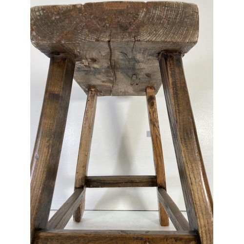 347 - A 19th century style oak joint farmhouse stool - approx. 50cm high x 44cm wide x 25cm deep