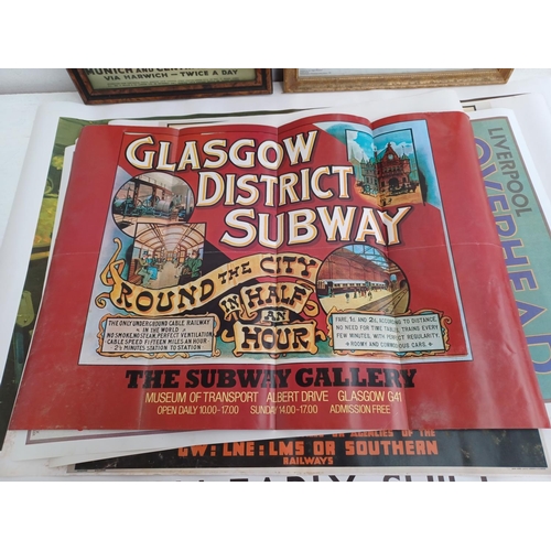 539 - A collection of railway posters to include Glasgow District Subway, Liverpool Overhead Railway, New ... 