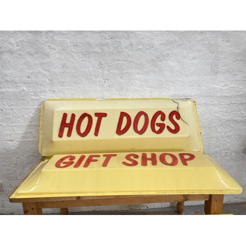 356 - Three 1970s plastic shop advertising signs comprising Hot Dogs, Gift Shop and Cafeteria - each appro... 