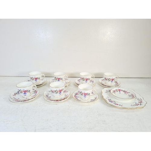 49B - A collection of Wedgwood W4076 Devon Sprays china to include seven tea cups, seven saucers, six side... 