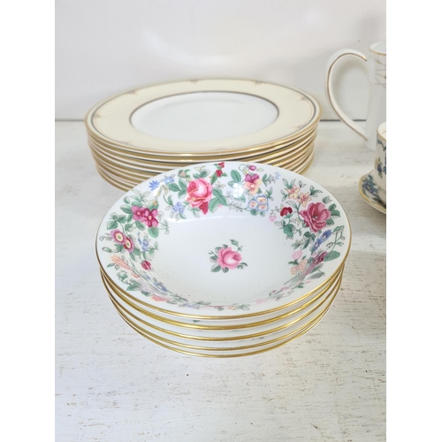 49C - A collection of Royal Doulton china to include ten Rowley dinner plates, Flora Dora tea cups and sau... 