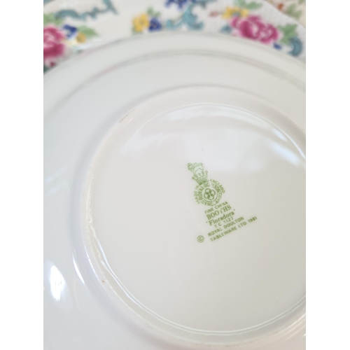 49C - A collection of Royal Doulton china to include ten Rowley dinner plates, Flora Dora tea cups and sau... 