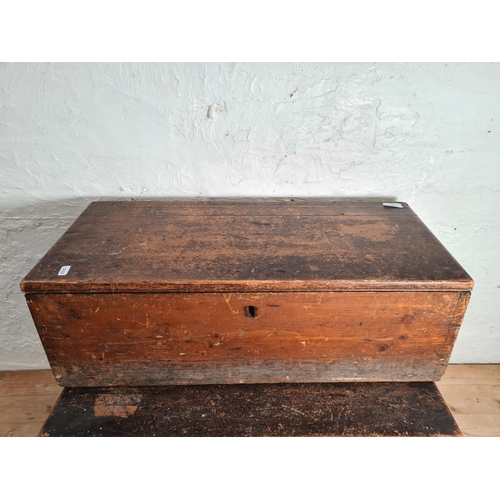 367 - Two late 19th/early 20th century pine boxes - largest approx. 28cm high x 66cm wide x 38cm deep