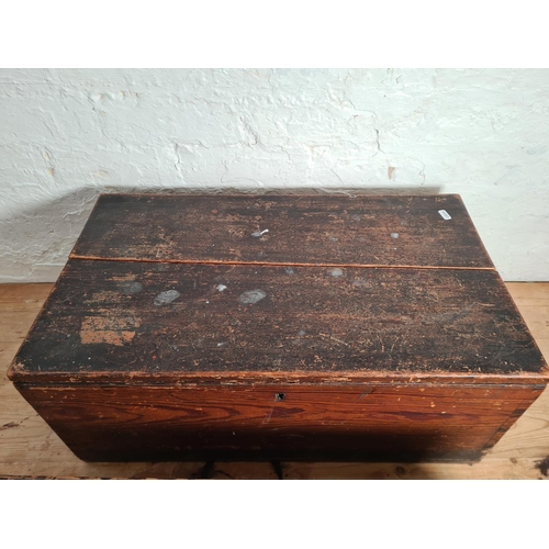 367 - Two late 19th/early 20th century pine boxes - largest approx. 28cm high x 66cm wide x 38cm deep