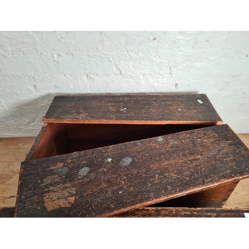 367 - Two late 19th/early 20th century pine boxes - largest approx. 28cm high x 66cm wide x 38cm deep