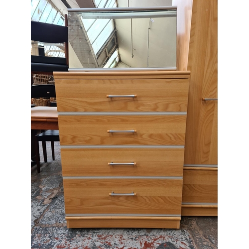 432 - An Alstons Furniture oak effect two piece bedroom suite comprising double wardrobe - approx. 190cm h... 