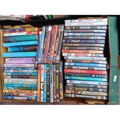 552 - Five boxes, four containing a large collection of DVDs to include Far From Heaven, Green Street, The... 