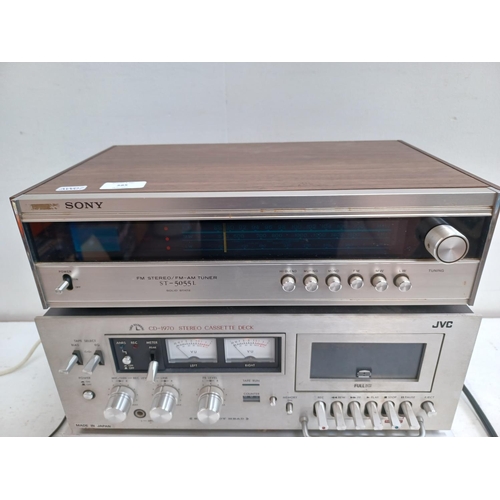 585 - Three items of vintage stereo hi-fi, one Sony ST-5055L Solid State FM/AM tuner, one JVC CD-1970 cass... 