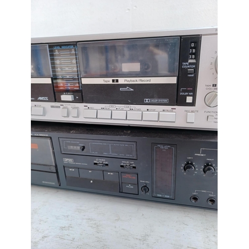 590 - Two vintage cassette decks, one Kenwood KX-550HX Dolby B/C and one Sanyo RDW360A Dolby twin