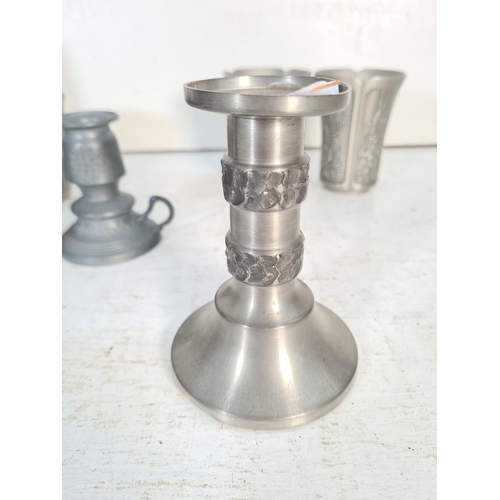 64 - A collection of pewter ware to include six Royal Selangor tumblers - four being Visit ASEAN Year 199... 