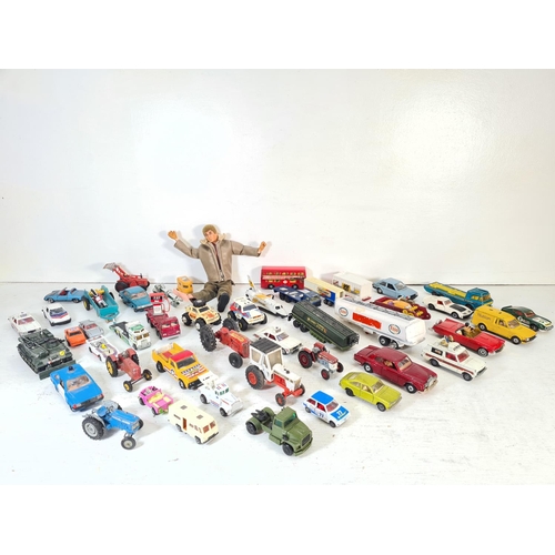 74A - A collection of assorted vintage diecast model vehicles and toys to include Action Man figurine with... 