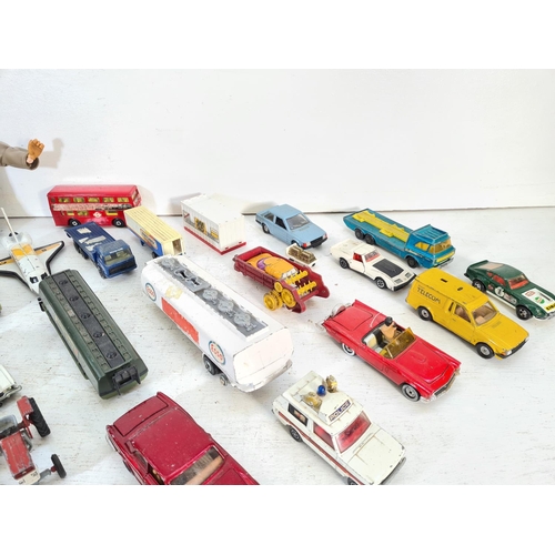 74A - A collection of assorted vintage diecast model vehicles and toys to include Action Man figurine with... 