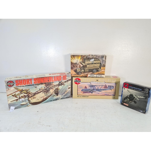 76 - Five boxed model construction kits to include Airfix - 32 scale 1914 Old Bill Bus, Airfix Classic Ai... 