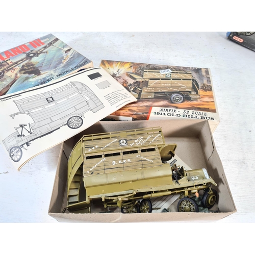 76 - Five boxed model construction kits to include Airfix - 32 scale 1914 Old Bill Bus, Airfix Classic Ai... 