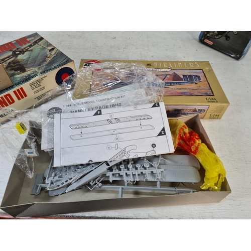 76 - Five boxed model construction kits to include Airfix - 32 scale 1914 Old Bill Bus, Airfix Classic Ai... 