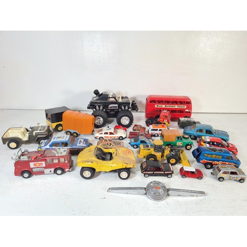 93 - A collection of assorted model vehicles to include Tonka yellow metal beach buggy, Tonka military Je... 