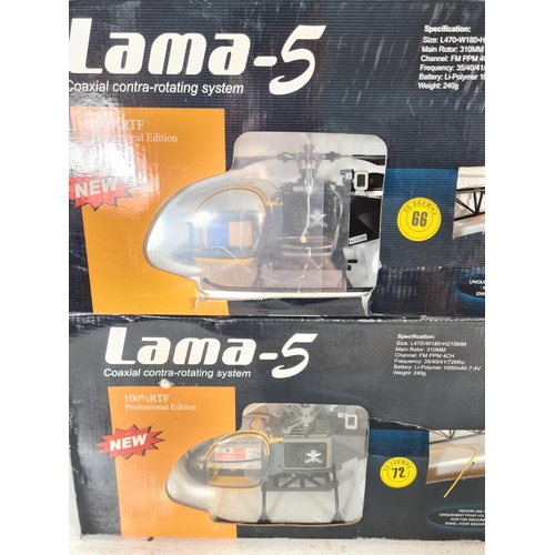 94 - Two boxed Lama-5 100% RTF professional edition remote control coaxial helicopters