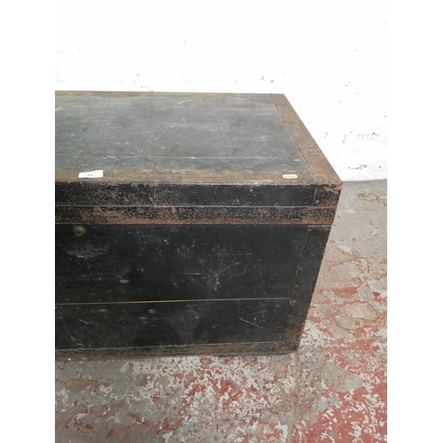 248 - A late 19th century Army & Navy C.S.L. Makers London black painted pine box - approx. 52cm high x 91... 