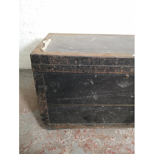 248 - A late 19th century Army & Navy C.S.L. Makers London black painted pine box - approx. 52cm high x 91... 