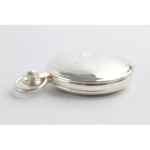 1085 - A boxed Verity .925 silver full hunter hand wind pocket watch with Swiss made 17 jewel movement - ap... 