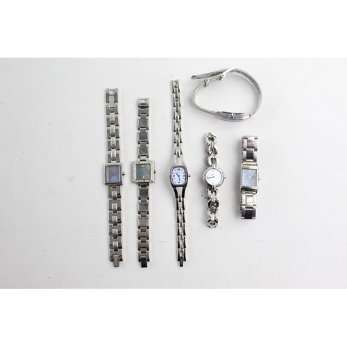 1086 - Six quartz women's wristwatches, two DKNY, one Accurist, one Fossil, one Pulsar and one Festina