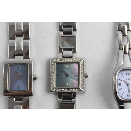 1086 - Six quartz women's wristwatches, two DKNY, one Accurist, one Fossil, one Pulsar and one Festina