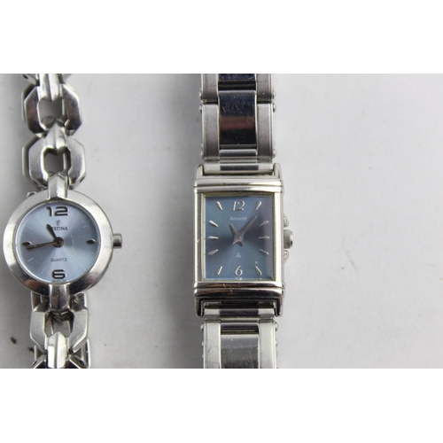 1086 - Six quartz women's wristwatches, two DKNY, one Accurist, one Fossil, one Pulsar and one Festina