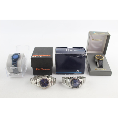 1088 - Four boxed quartz men's wristwatches comprising Swatch, Ben Sherman, Citizen and Casio