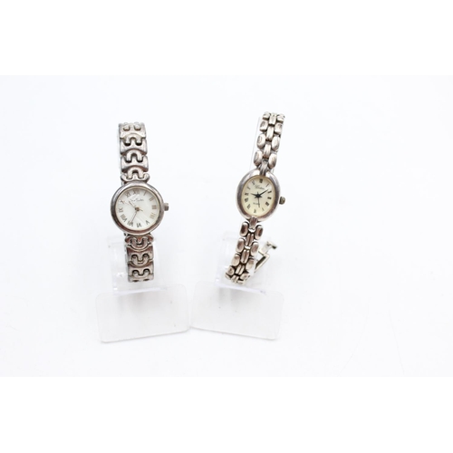 1090 - Two .925 silver women's quartz wristwatches with mother of pearl dials comprising Geneve and Jane Sh... 